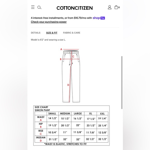 Cotton Citizen Men’s The Simon Pant in Black Size Small NEW Casual Pants - Picture 12 of 13